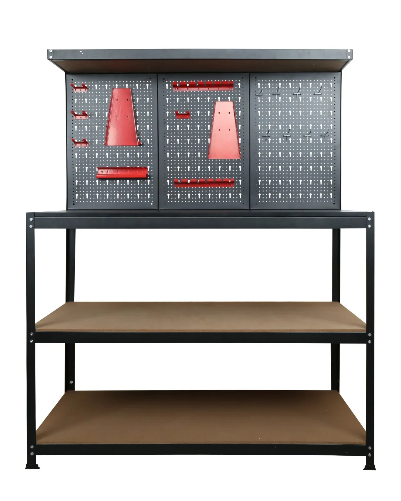 

Three layer heavy-duty steel tool workbench with nail plate frame