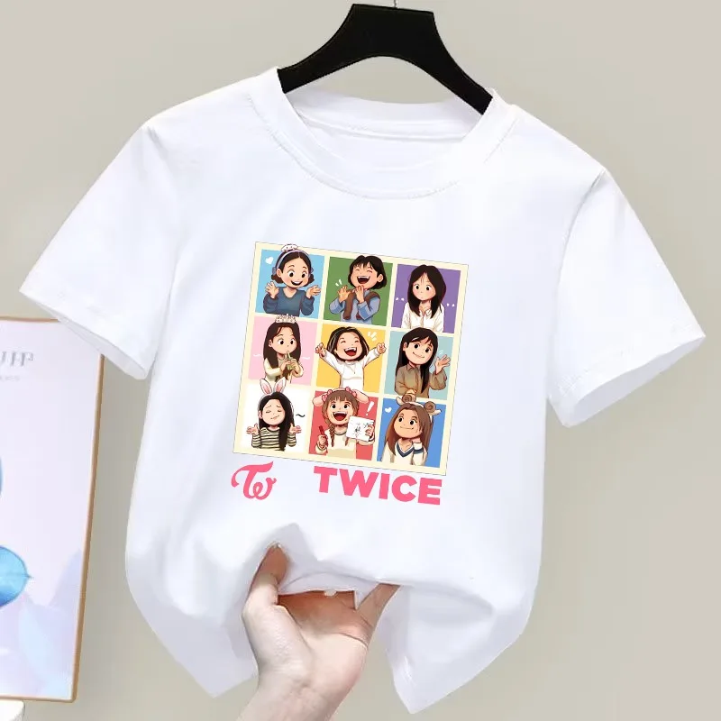 Kpop Twice Cute T-shirts Lovelys Cartoon Anime Print T-Shirt Unisex Summer Clothes Fans Kawaii Short Sleeve Birthday Party Gifts