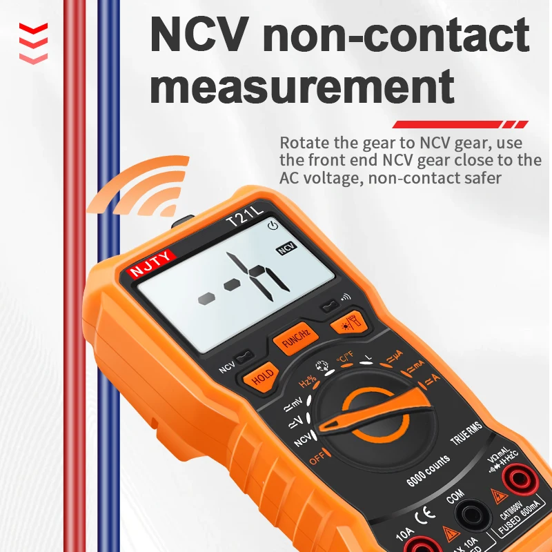 Tye T21L NCV digitální multimetr 6000 počítá auto ranging AC/DC elektrické napětí měřič proud měřič blesk lehký velký obrazovka abych tak řekl RM113D