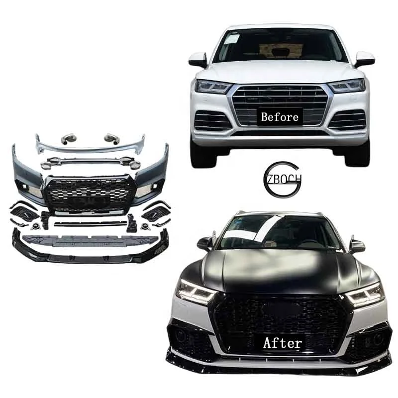 

Оптовые комплекты кузова для Audi Q5 Upgrade to RSQ5 2017-2019 гг. Передние автомобильные бамперы Решетка Задние автомобильные бамперы Задняя губа Выхлопная труба