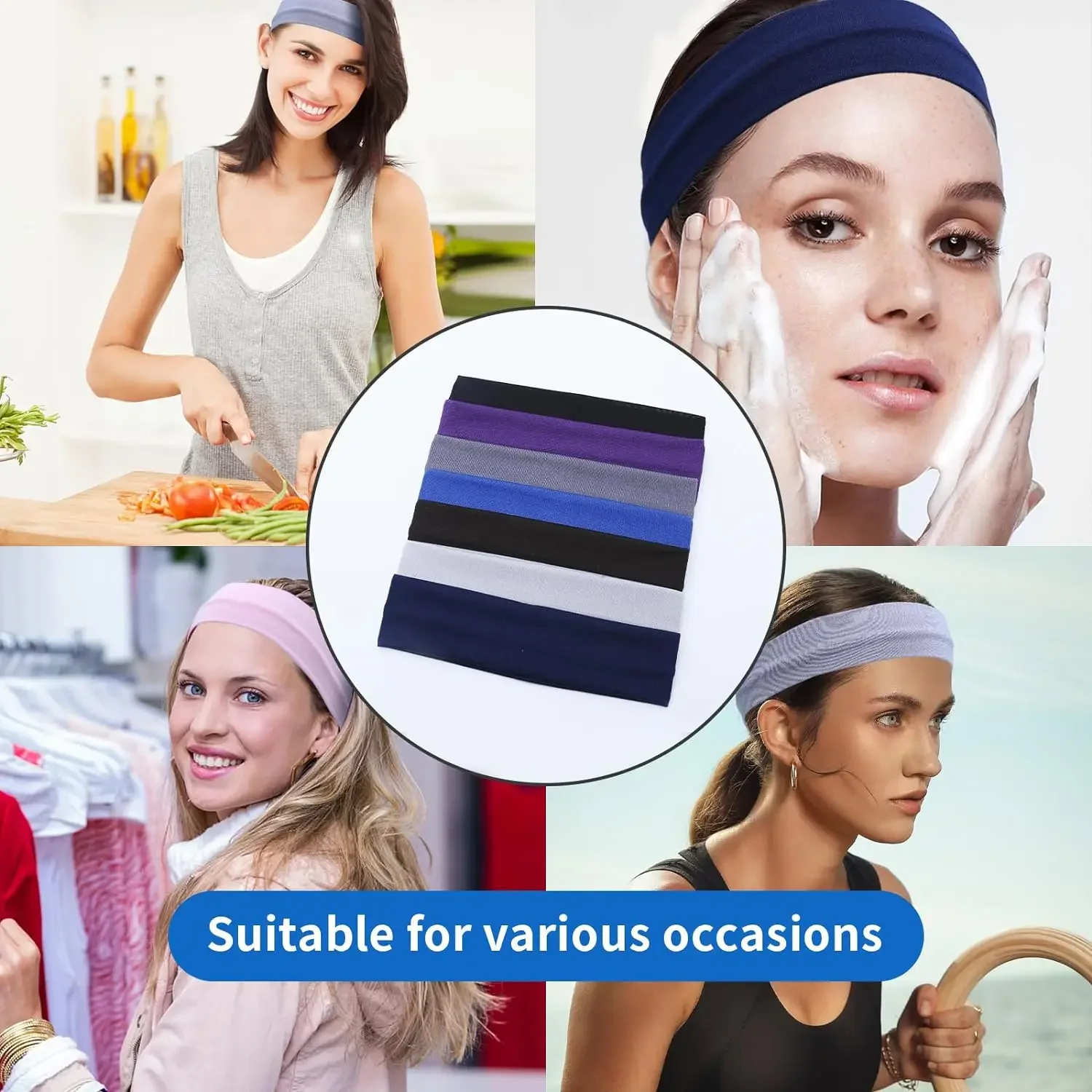Wicking Stretchy Athletic Bandana Headbands Yoga Headband Best Looking Hairband for Sports or Fashion Candy Colors in Wide