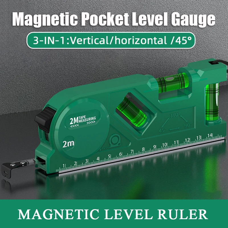 150mm Magnetic Level Ruler with 3 Bubbles,Vertical/Horizontal/45 ° Measurement Multi-function Woodworking Measuring Tool