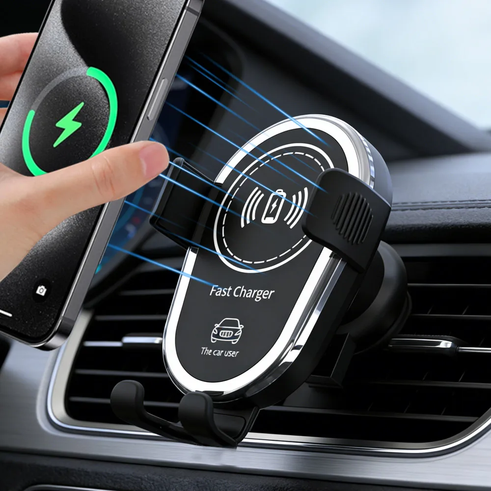 

Беспроводное автомобильное зарядное устройство, держатель для телефона с вентиляционным отверстием, подставка для быстрой зарядки для iPhone 17 ~ 12 Samsung S25 Xiaomi 17 Pro Max, кронштейн для мобильного телефона