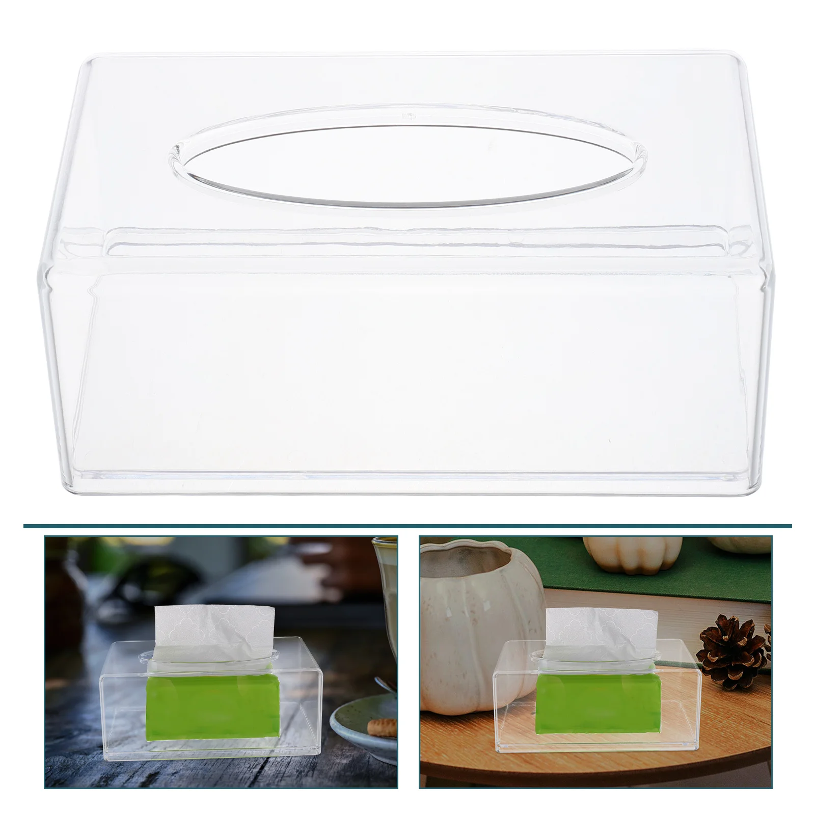 

Clear Simple Tissue Box Rectangular Acrylic Container for Facial Tissue Storage in Car Home Office Bathroom Decorative