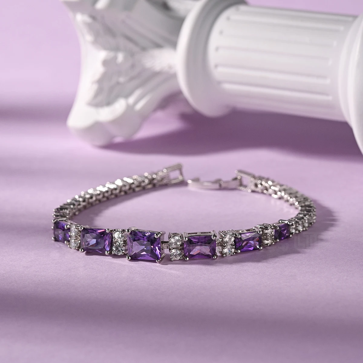 

Purple Diamond Tennis Bracelet for Women Rectangle Diamond Cubic Zirconia Gems Bracelet