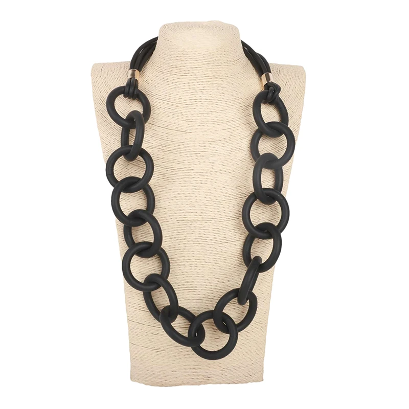 UKEBAY New Ethnic Style Black Circle Hollow Rubber Chain Hand-designed Gothic Punk Style Fashion Clothing Matching Necklace image 2