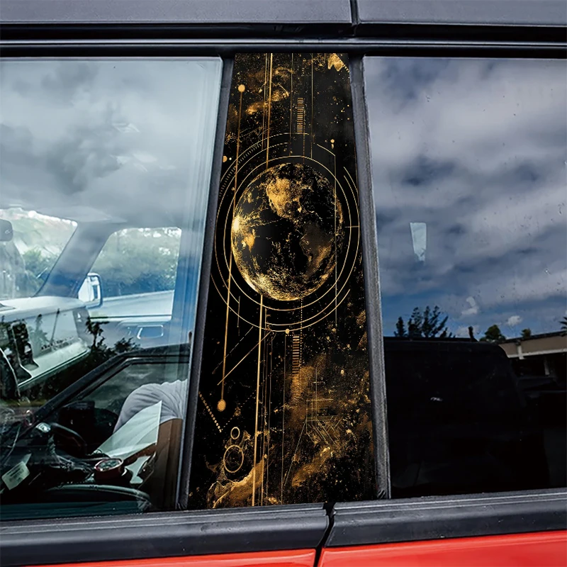 

2 pieces of automotive center pillar stickers Gilded Earth Protective film, scratch-resistant stickers