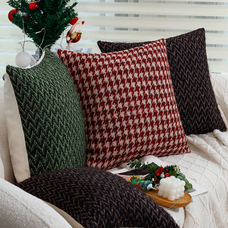 

Cushion Cover 30x50cm Christmas Supplies Retro Red/Green Geometric Pillowcase for Bedroom Sofa Bed Christmas Home Decoration