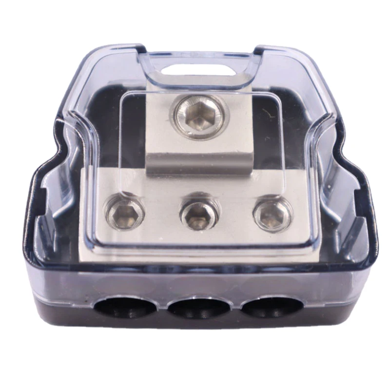 Car Audio Power Distribution Block 3 Way Wire Distribution 1x 0 Gauge AWG In, 3x 4 Gauge AWG Out Fits For Boat Vehicles Auto Car