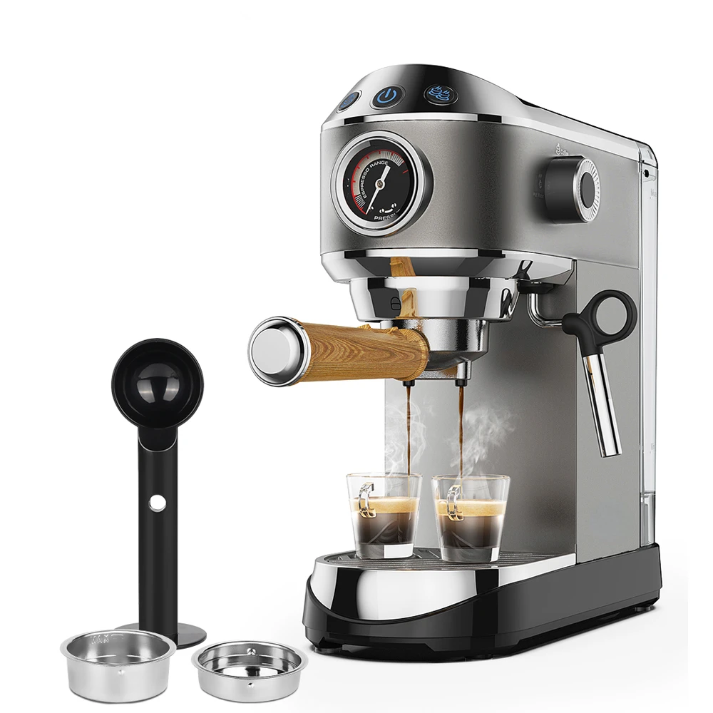 

20 Bar Semi Automatic Powder Coffee Machine,with Milk Steam Frother Wand, for Espresso, Cappuccino, Latte and Mocha