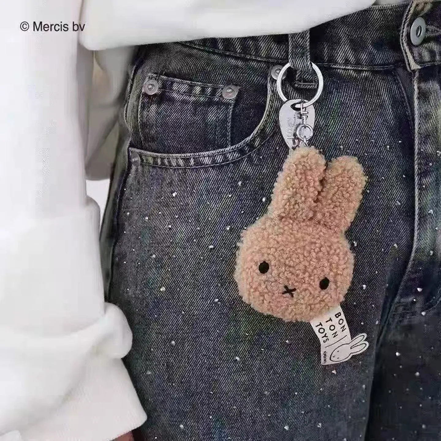 Kawaii Miffy cabeza de conejo muñeca mochila colgante bolsa accesorios decorativos llavero juguetes de regalo