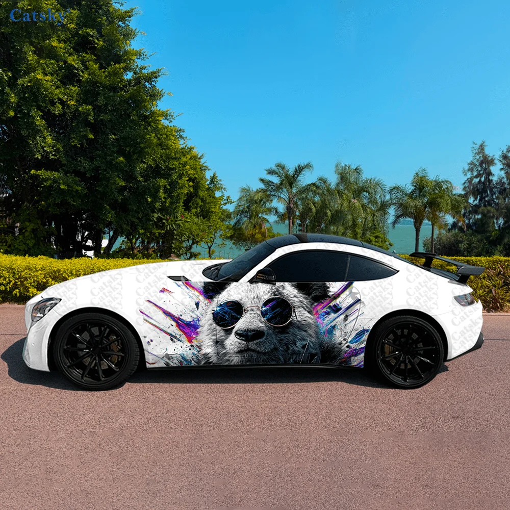 Colorful Panda High Quality Creative Pattern Stickers Car Body Door Side Two Fashionable Stickers Two Decorations Suitable for A