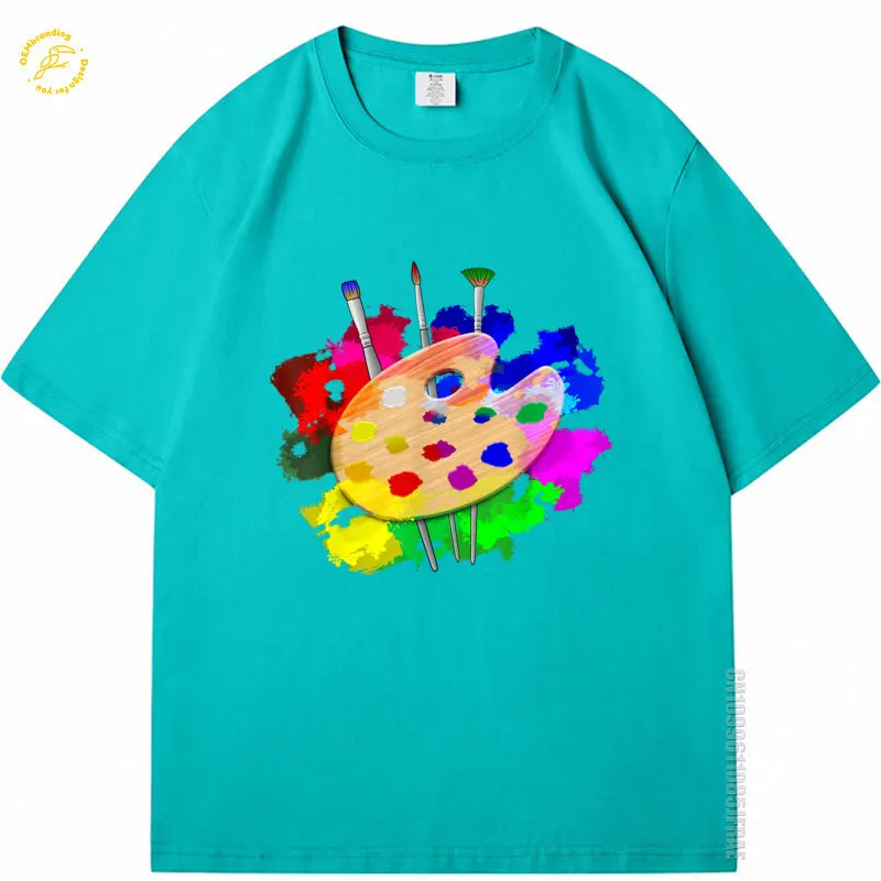 Artist Summer Tshirt Man Paint Palette And Brushes Art Oversized T-Shirt Adult Clothes Men T Shirts Cotton 100% Street Wear