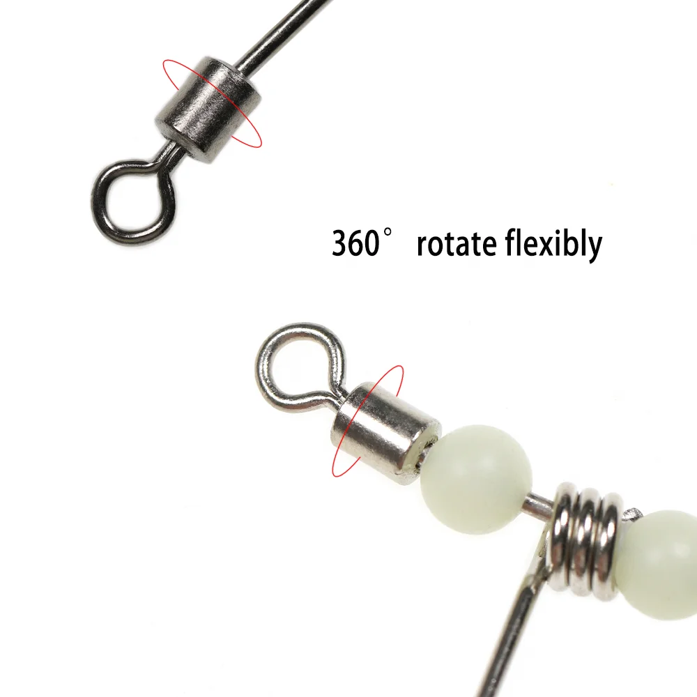 LIONRIVER Luminous Beads T-Shape Rolling Fishing Swivels Cross-Line Barrel Swivel For Saltwater Fishing Line Rig Lure Connector