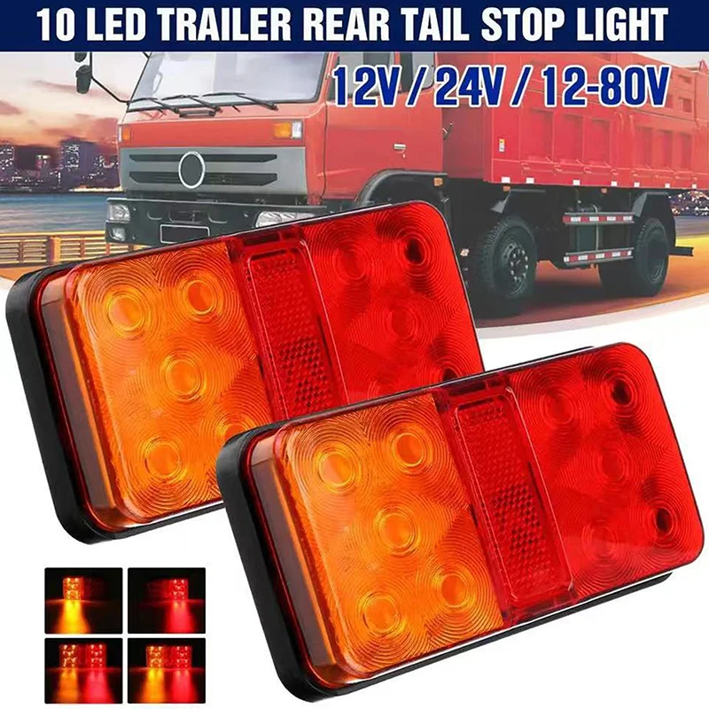 

12V/24V 10LED Truck Trailer Tail Light Rear Light Turn Light Warning Light for Truck Trailer Universal Safety Signal Light