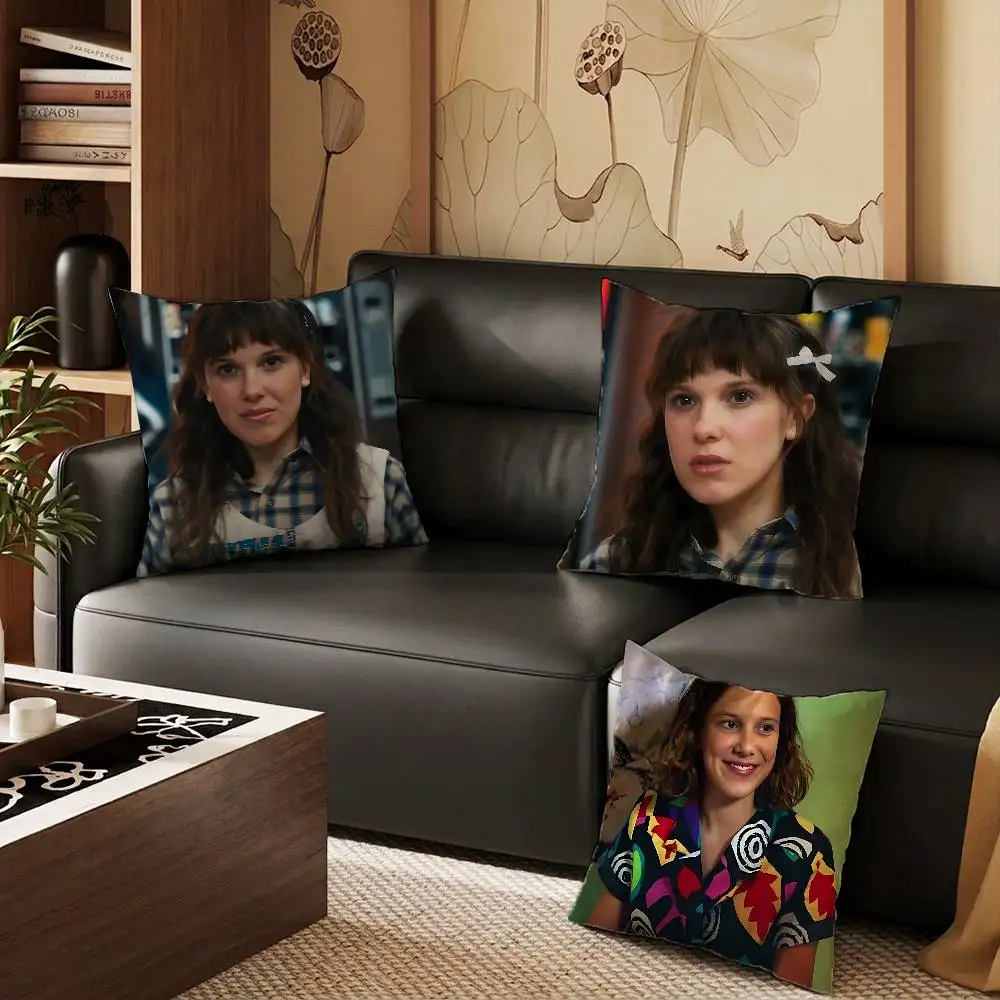 M-Millie Brown Stranger Pillow Case Anti-dustmite Pillowcase Invisible zipper silky short plush Sofa cushion cover