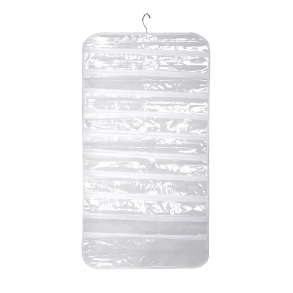 

Storage Bag Space-saving Jewelry Organizer Double Sided Display Holder Hanging for Reusable White