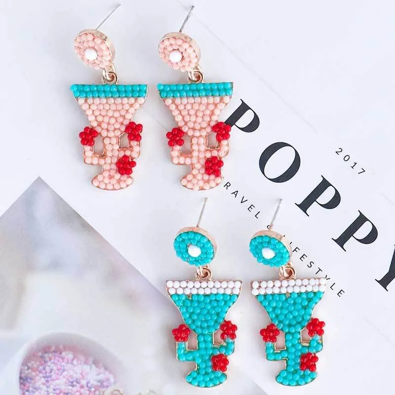 Halloween candlestick witch hat devil shape colorful rice bead earrings creative funny personality earrings