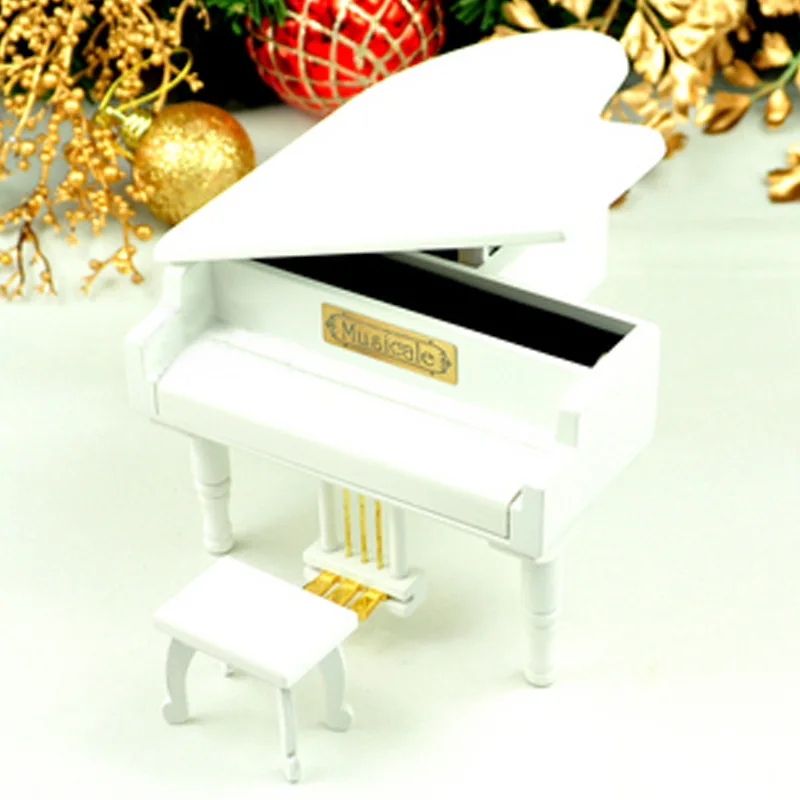 

Beadsnice Creative Wooden Piano Music Box Wooden Exquisite Foot Pedal Octave Box Study Ornament Girl Gift