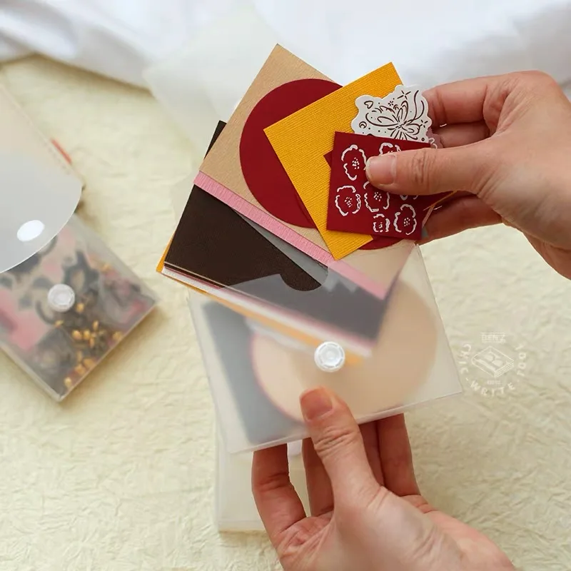 Ins portable frosted Storage box hand account material small card material DIY multifunctional tabletop transparent flip box