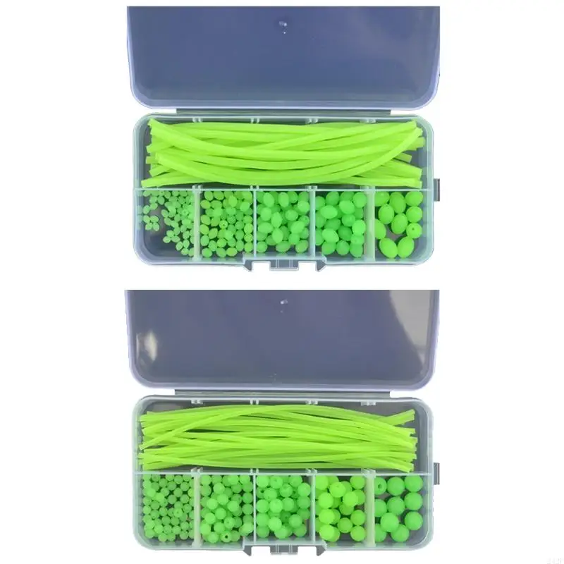 242F 170 Pcs/Box Glow Fishing Assorted Oval Beads Night Luminous Tube Set Fishing Sleeves Rig Hook Line Accessories