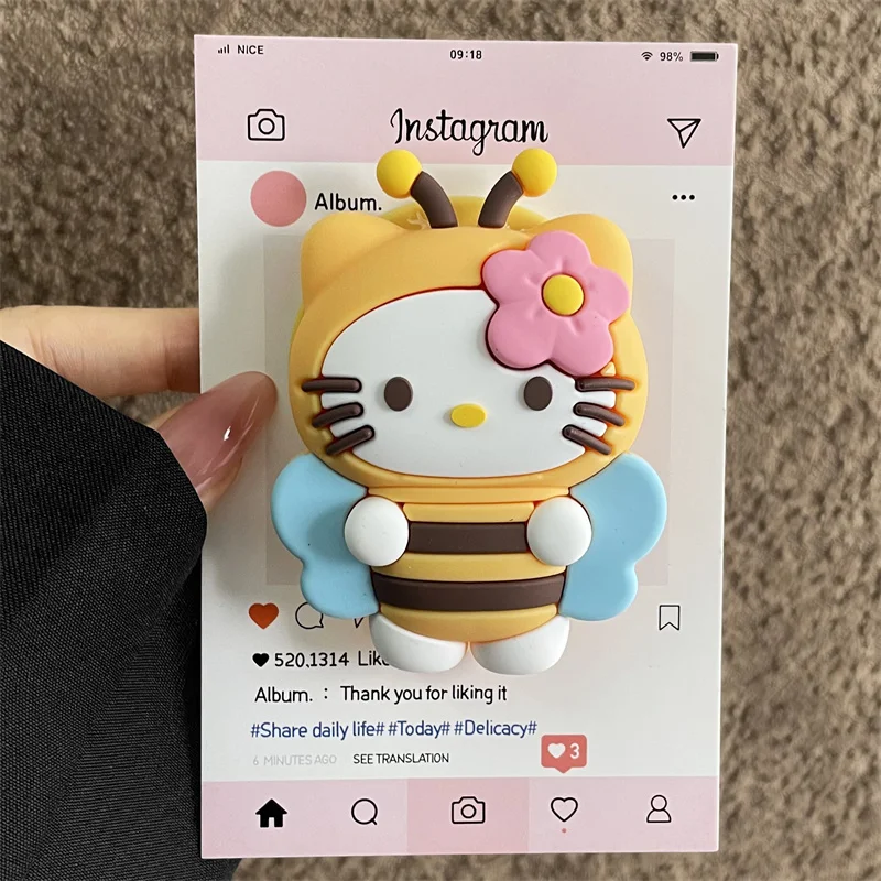 Für Magsafe Magnetischer Handygriff, Ständer, Niedlicher 3D-Cartoon Hello Kitty für iPhone, Faltbarer Halter mit Drahtlosem Laden, Stereoskopischer Halter – Detail 7