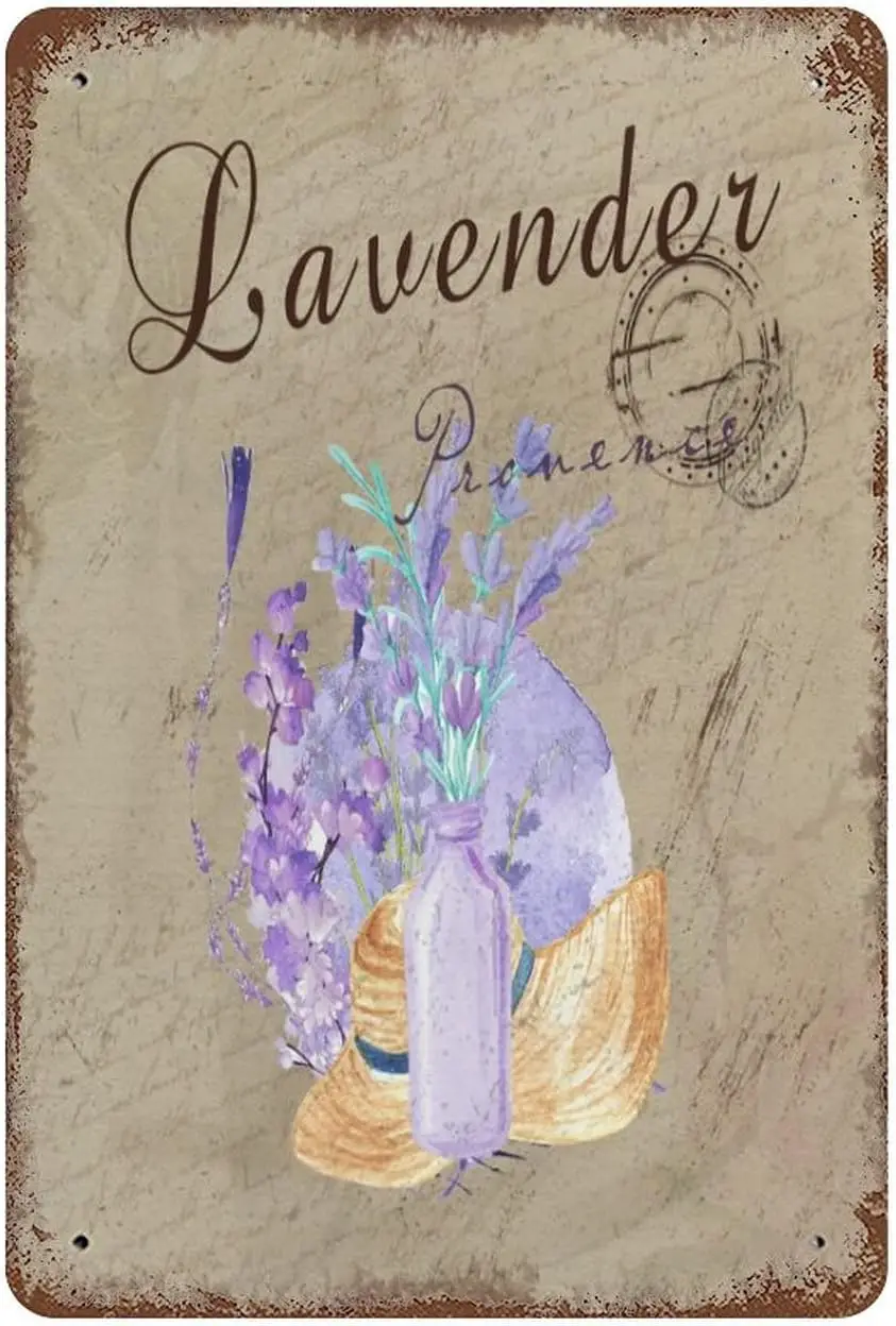 Lavender Tin Signs Floral Lavender Vintage Metal Signs Funny Wall Decorations Accessories for Tiki Bar Man Cave Porch Speak sign