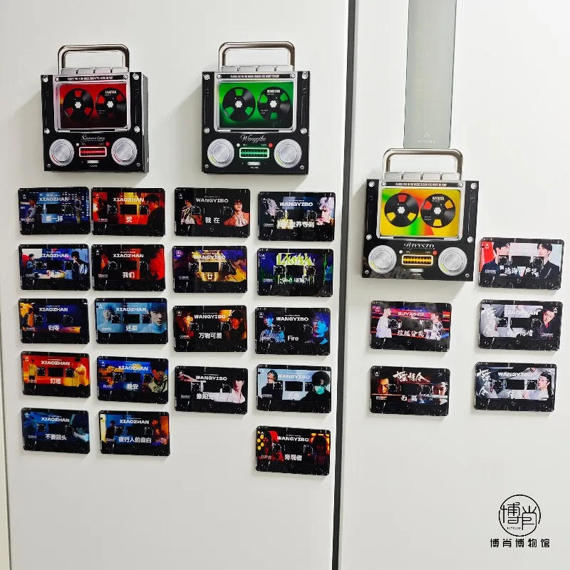 Mini Cassette Player Xiao Zhan & Wang Yibo Music Magnetic NFC Cassette Tape Fridge Magnet Derivatives