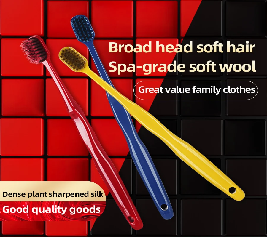 

2pcs wide head soft hair toothbrush for couples, adult toothbrush, 8 colors