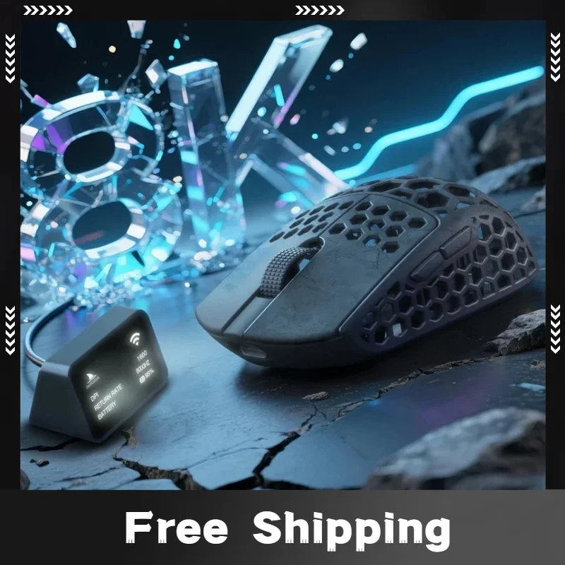 

Маленькая ручная мышь Darmoshark M5 Air Finger Control, 8K PAW3950, углеродное волокно, 31 г, легкая трехрежимная мышь, колесо прокрутки с ЧПУ