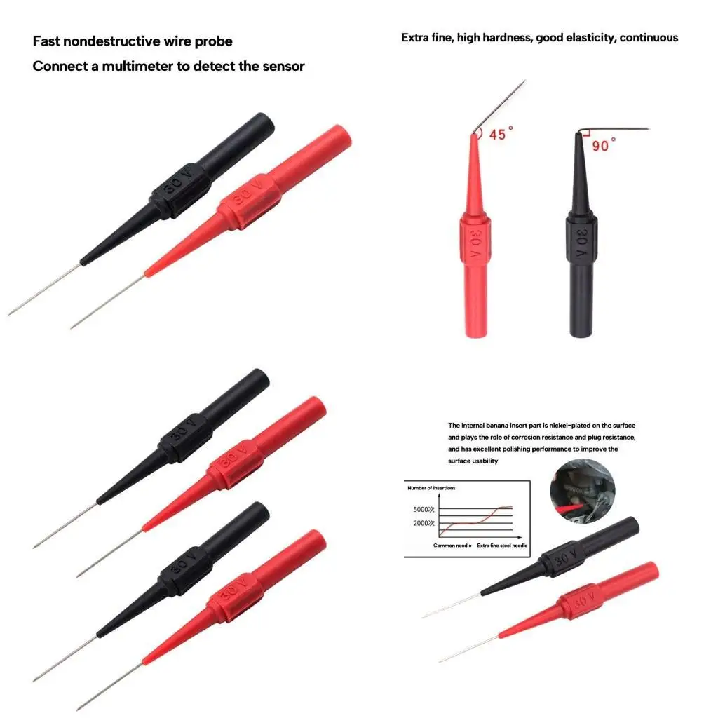 

31BC Multiemeter Test Lestry Back Зонды Изоляция Piercing иглы 0,7 мм 30 В 4 шт.