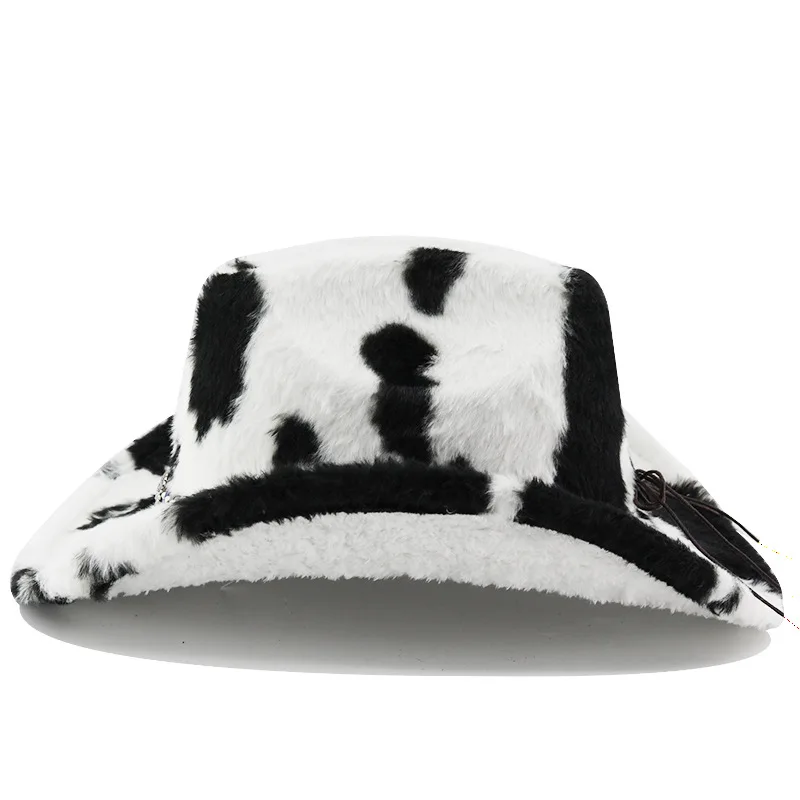 العصرية الشتاء أفخم قبعة رعاة البقر قبعات رعاة البقر الغربية فيدورا قبعة الرجال والنساء بنما السفر قبعة حفلات دافئة أنيقة فروي قبعات رعاة البقر