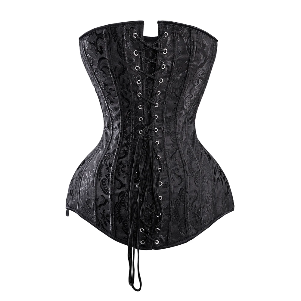 Corset gothique pour femme, bustier désossé en acier jacquard, torse long, vêtements sexy, corset steampunk, grande taille, 6XL