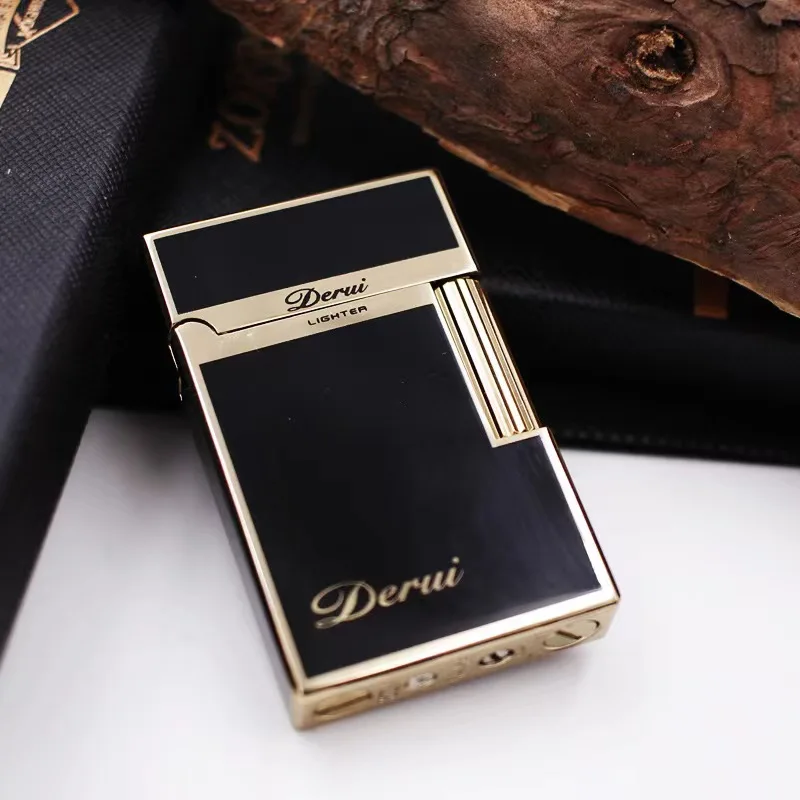 New Derui Exquisite Lighter Creative Butane Gas Windproof Straight Metal Lighter Men\'s Fun Gift Toy Cigarette Lighter