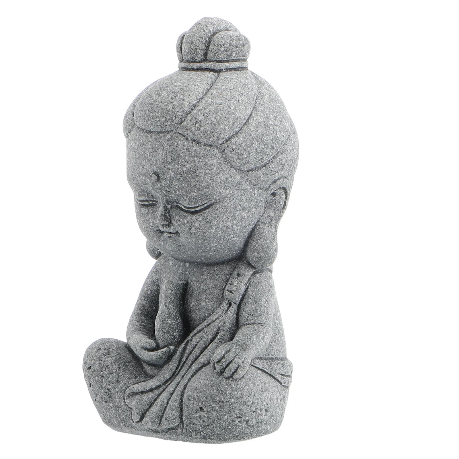 تمثال بوذا صغير رائع من جوان يين مصنوع من الحجر لتزيين حديقة المنزل الداخلي والخارجي وزخرفة أجواء زن المهدئة