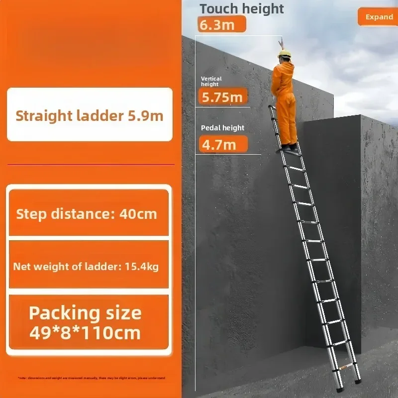 Folding stainless steel telescopic ladder Multifunctional telescopic herringbone ladder Bamboo lift ladder