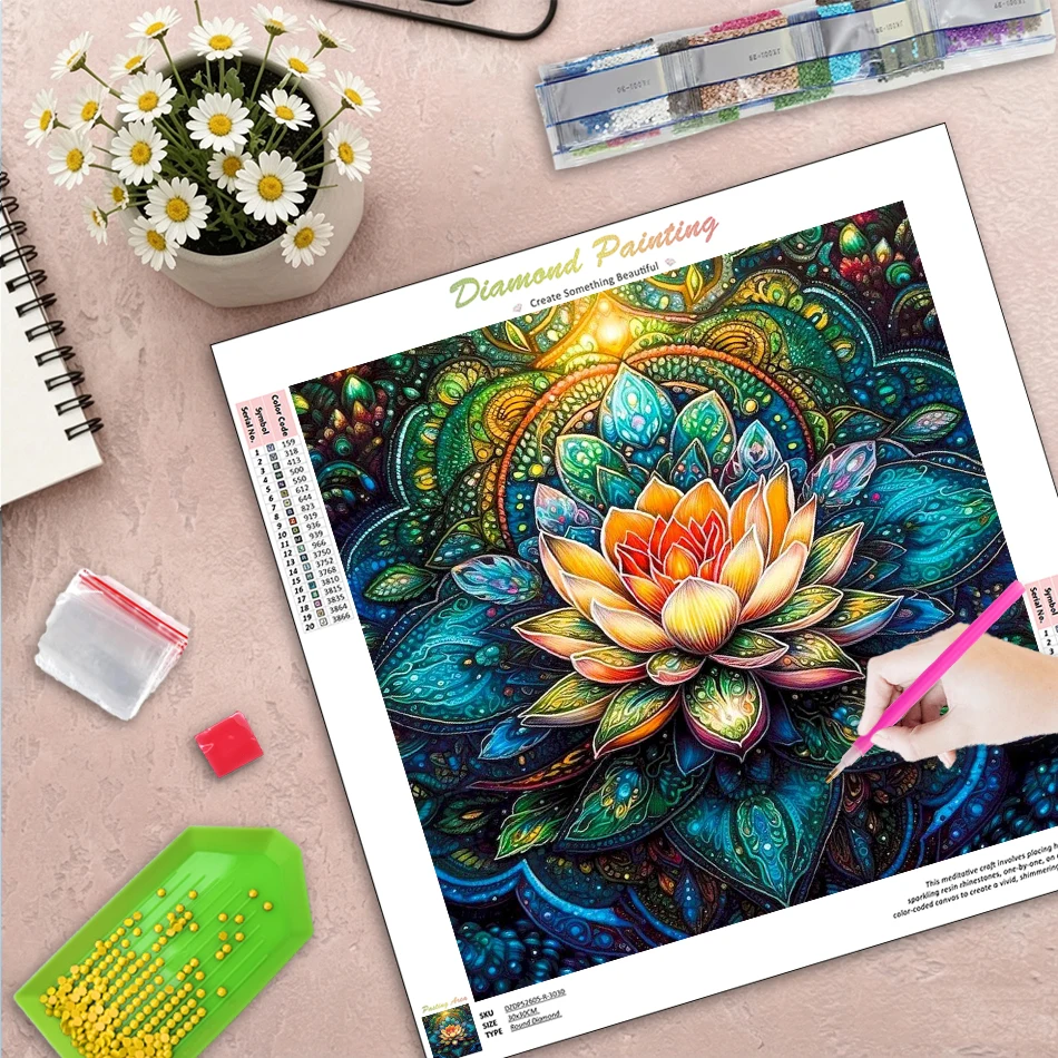 GATYZTORY Lotus 5d Diamond Painting Diy Gift Diamond Embroidery Full Square Diamond Art Painting Home