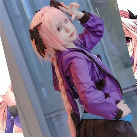 Disfraz de Anime Fate/Apocrypha FA Rider Astolfo para niña, conjunto completo de camisa, abrigo y falda, traje de Carnaval para Halloween, hecho a