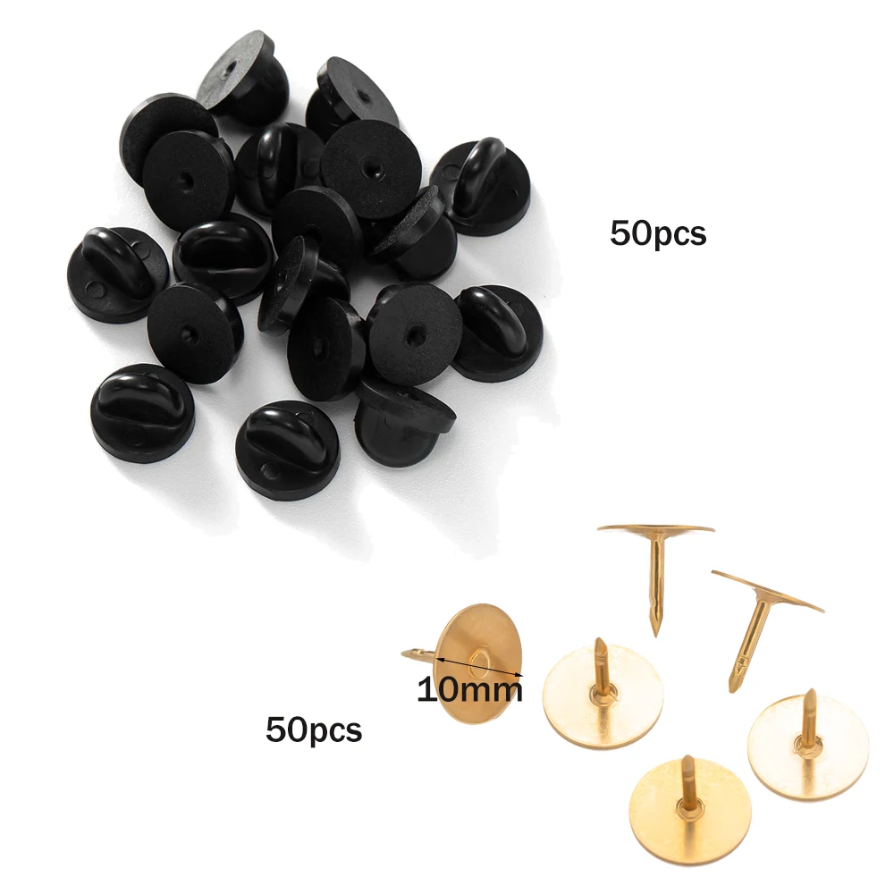 50pcs Pink Rubber Backs Blank Pin Base Keepers Replacement For DIY Handmade Brooch Clothing Accessories Jewelry Making Supplies image 3