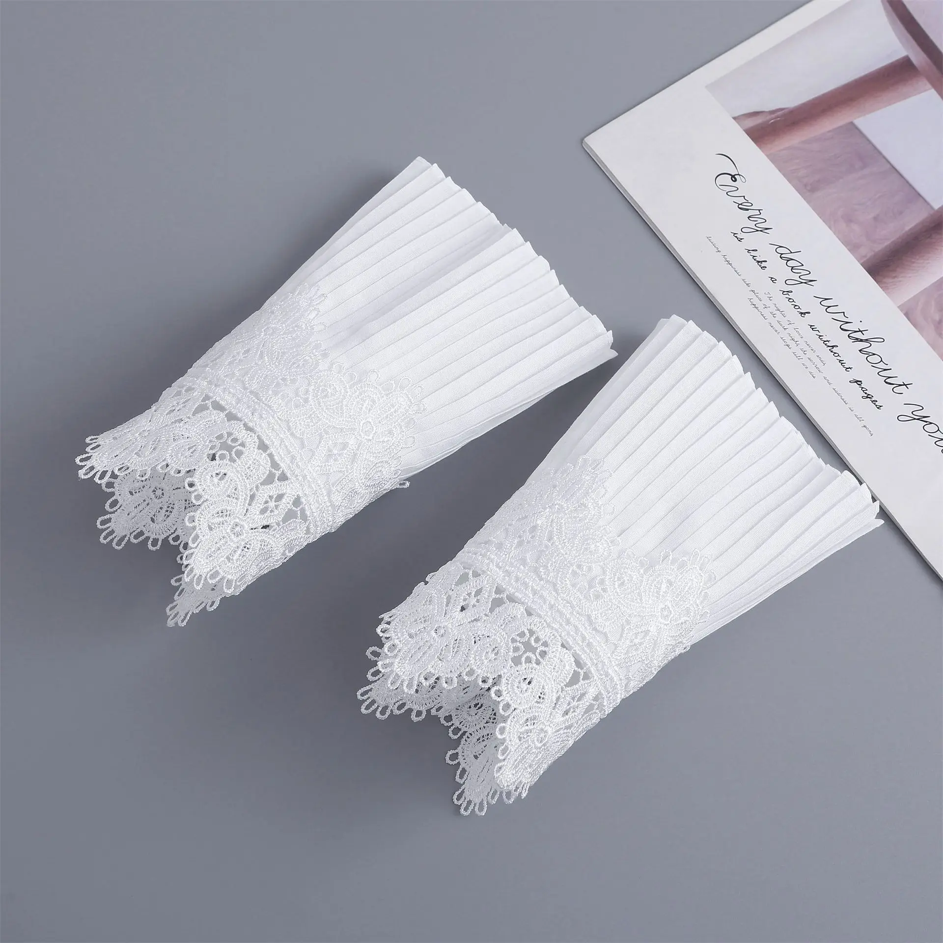 Plissado ruched punhos falsos elegante camisola blusa aquecedores de pulso mangas falsas alargadas femininas mangas destacáveis para mulher