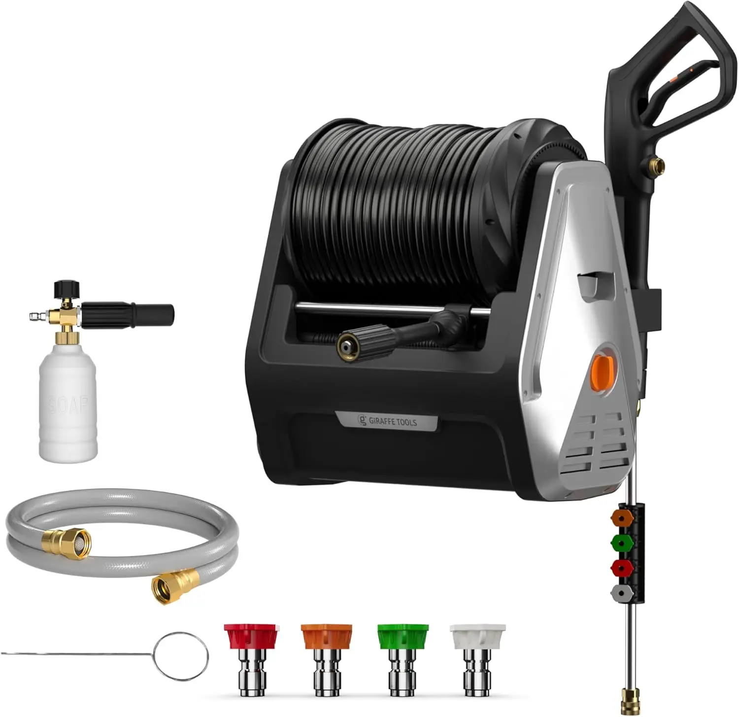 

Wall Mounted Pressure Washer G30 with Upgraded 1800W Motor, Max 2900 PSI, 2.2 GPM Electric Power Washer with 100ft Retractable B