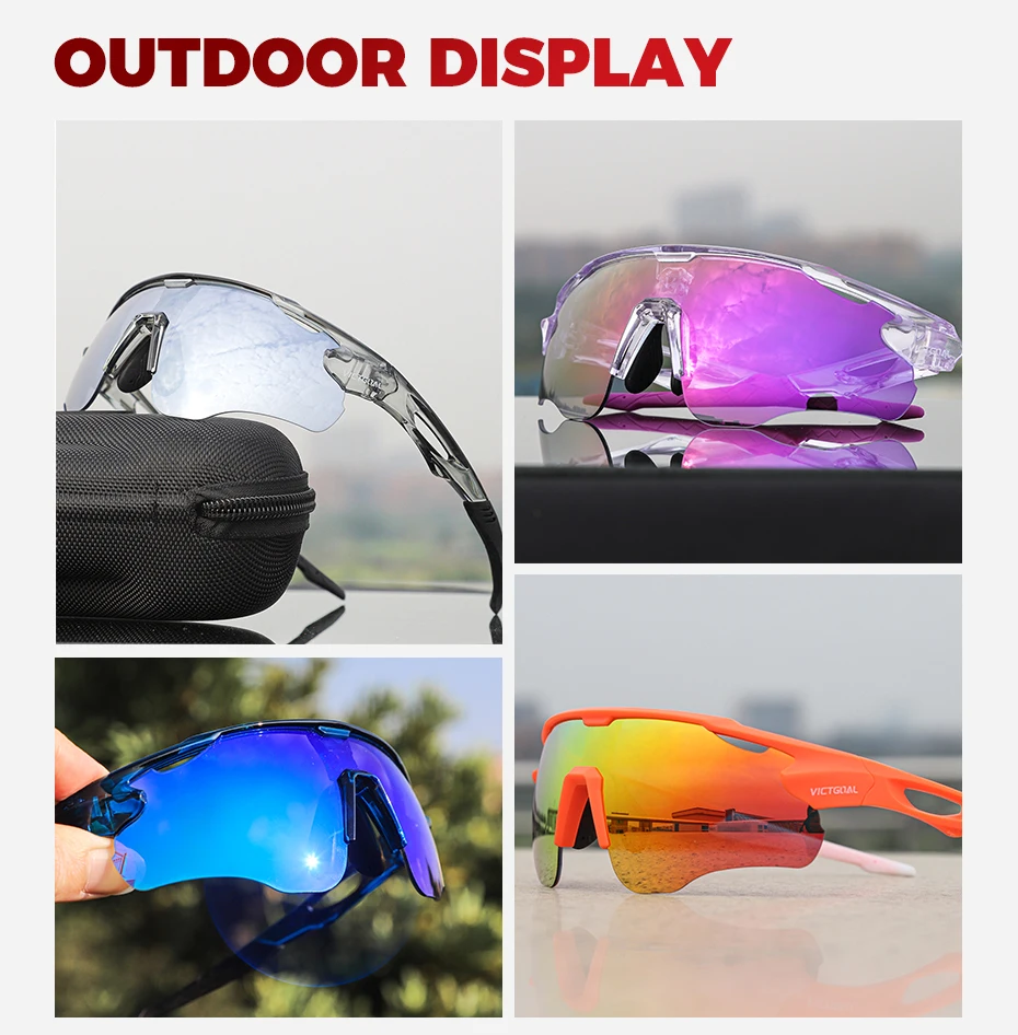 VICTGOAL Photochrome Fahrrad Sonnenbrille für Männer Frauen Sportbrille UV400 Schutz Fahrrad Brille MTB Rennrad Brille – Detail 14