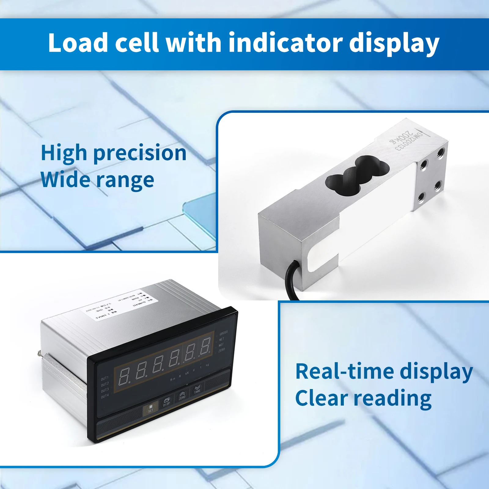 Load Cell Sensor with Indicator Display Test Compression Force Weight Pressure Output 0-5V 0-10V 4-20mA  Supply 100-240V/AC