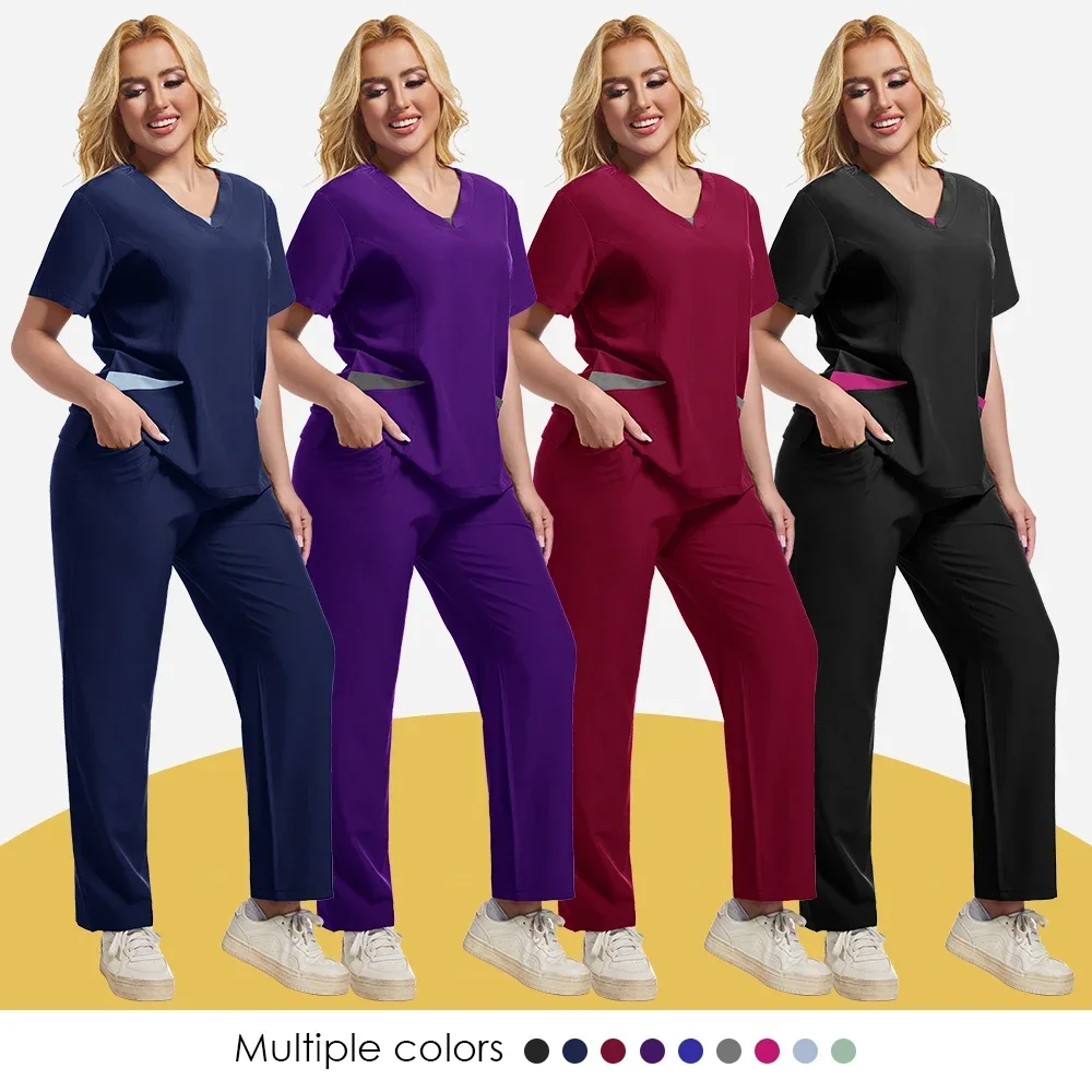 New hospital medical scrub uniform Women's suit set beauty overalls Nurse accessories Dental matching color doctor accessories