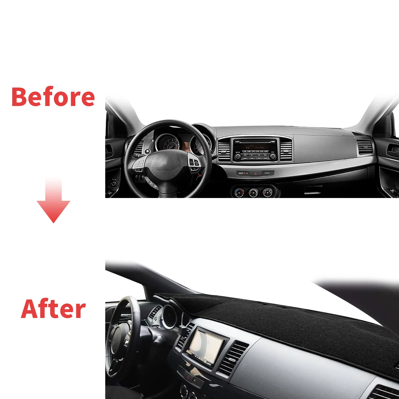 لميتسوبيشي لانسر 2008-2016 Ralliart EVO X Galant Fortis EX Dashmat غطاء لوحة القيادة وسادة DashMat ظلة السجاد الواقي #2