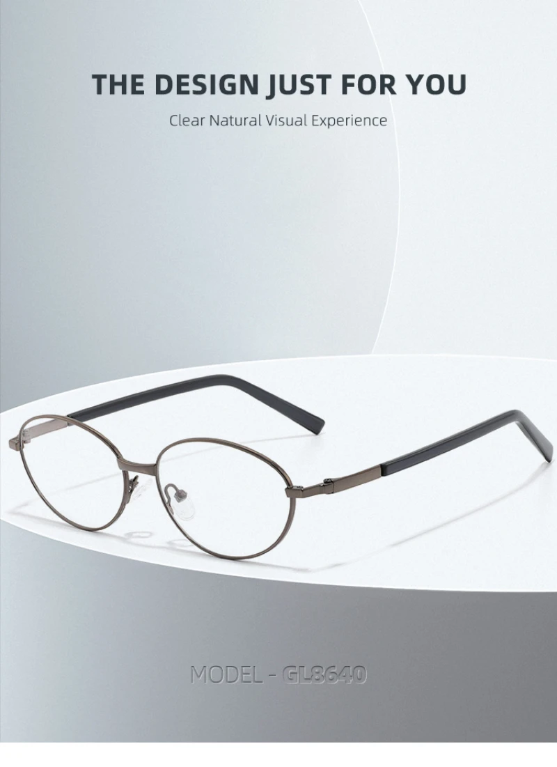 BEMORE Oval Lenses with Medical Prescription For Women Photochromic Anti Blue Light Metal Optical Grade Lenses Glasses