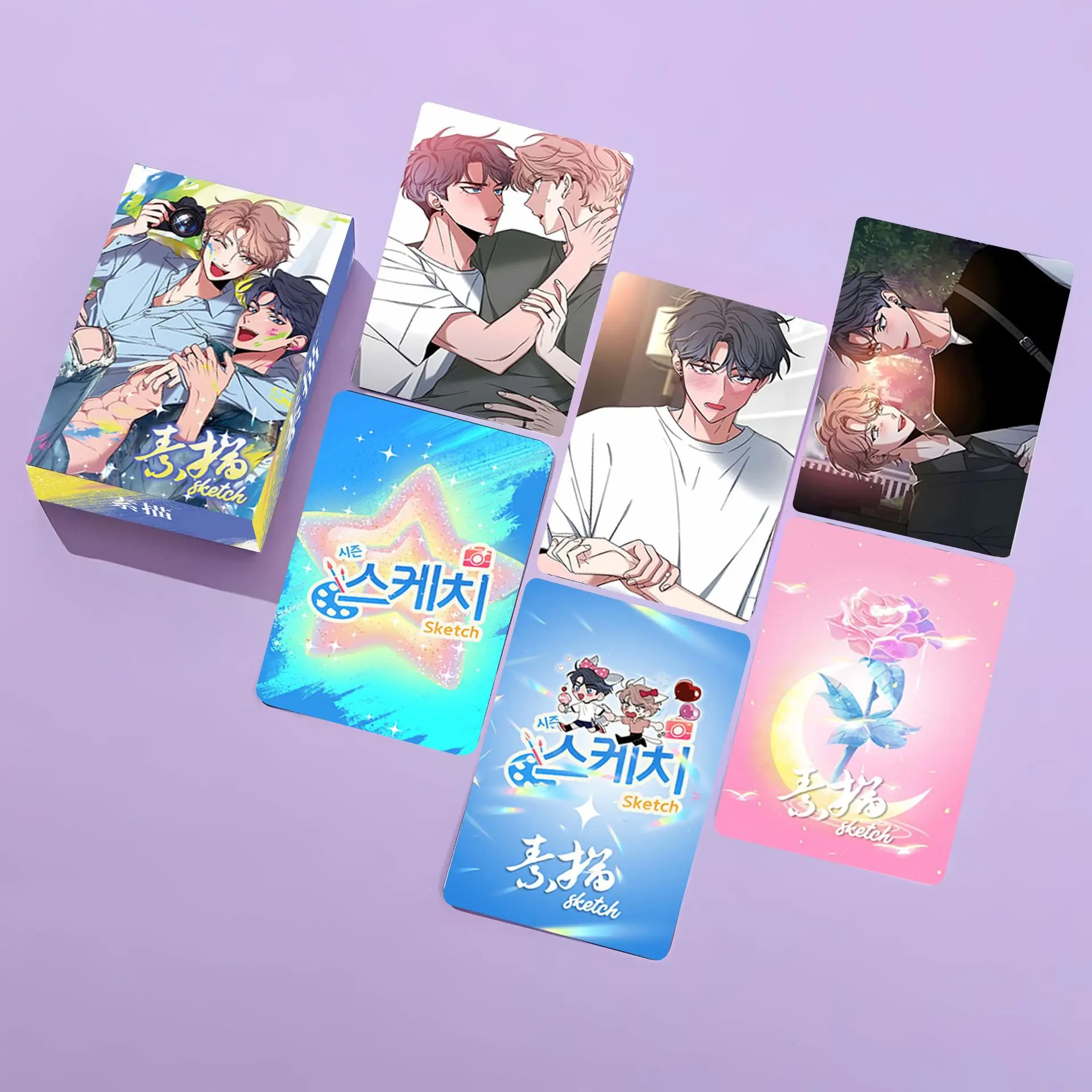 55 Pcs/Set Korean Manwha Laser Lomo Card Lee Joobin, Choi Ilkyung Cartoon Characters HD Photo Card Cosplay Gift