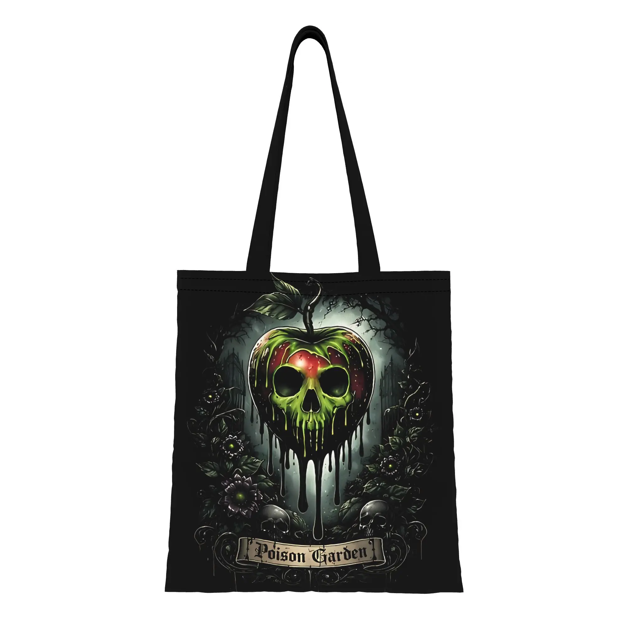 Reusable Trendy Gothic Skull Apple Of Dark Fantasy Shopping Bag Women Tote Bag Portable  Shopper Bags