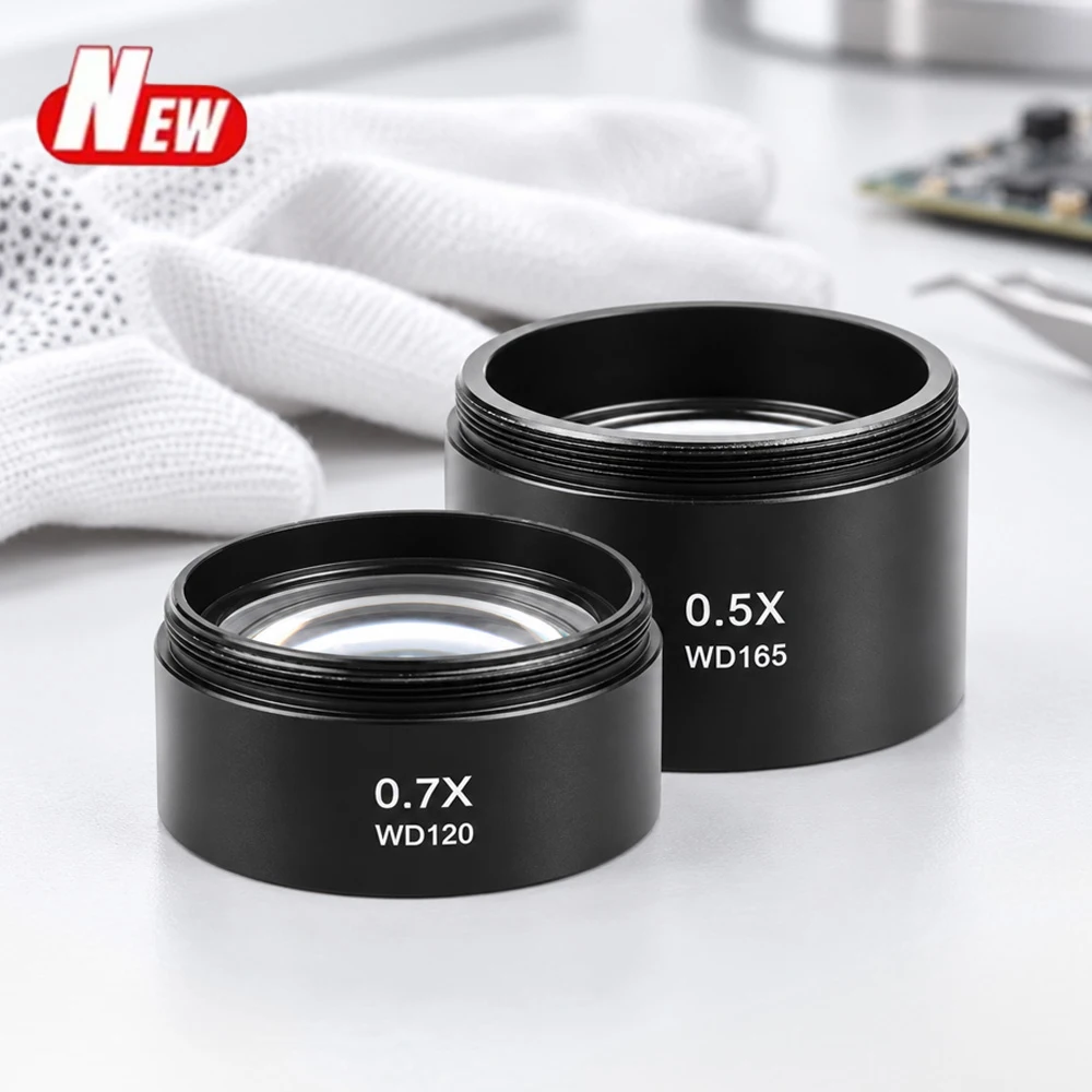 Trinocular Stereo Microscope Auxiliary Len 0.5X 0.7X,47/48mm Thread High-Transmittance Optical Glass Microscope Replacement Part