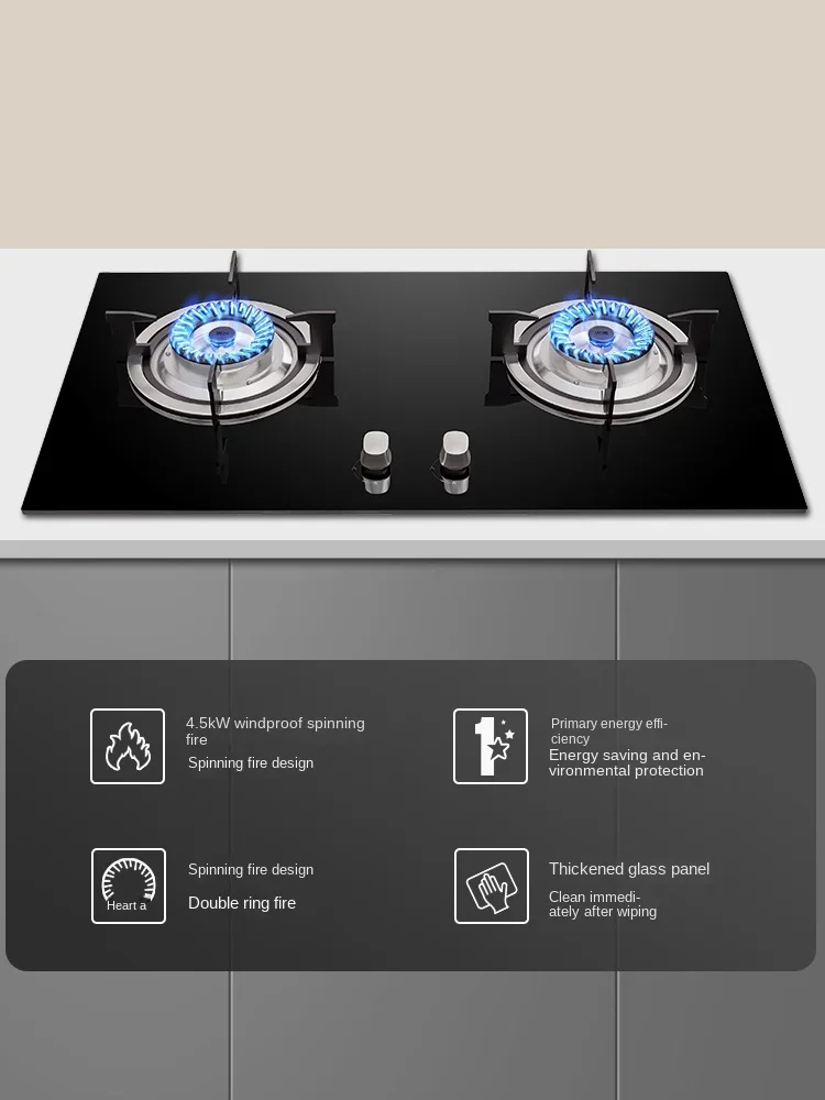 

Built-in 2 Burner Gas Cooktop LPG NG Convertible Dual Fuel Gas Hob